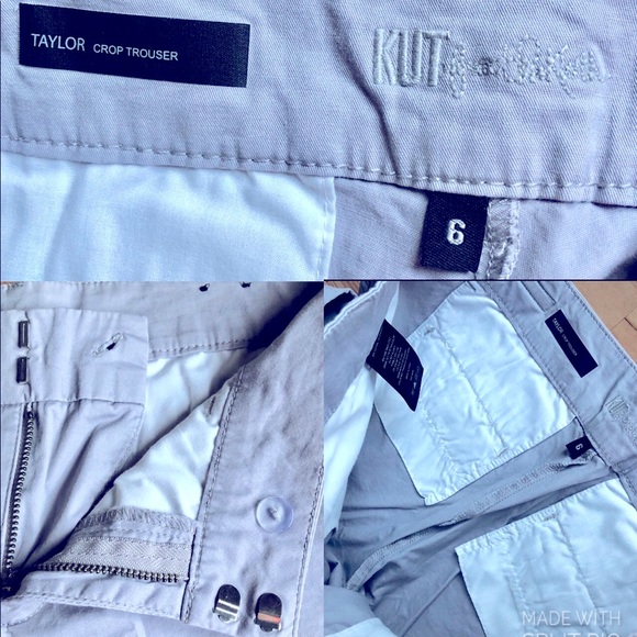 KUT Taylor Crop Trouser Chino Pants Bottom Nordstrom Light Gray Size 6 Women’s - Picture 3 of 13